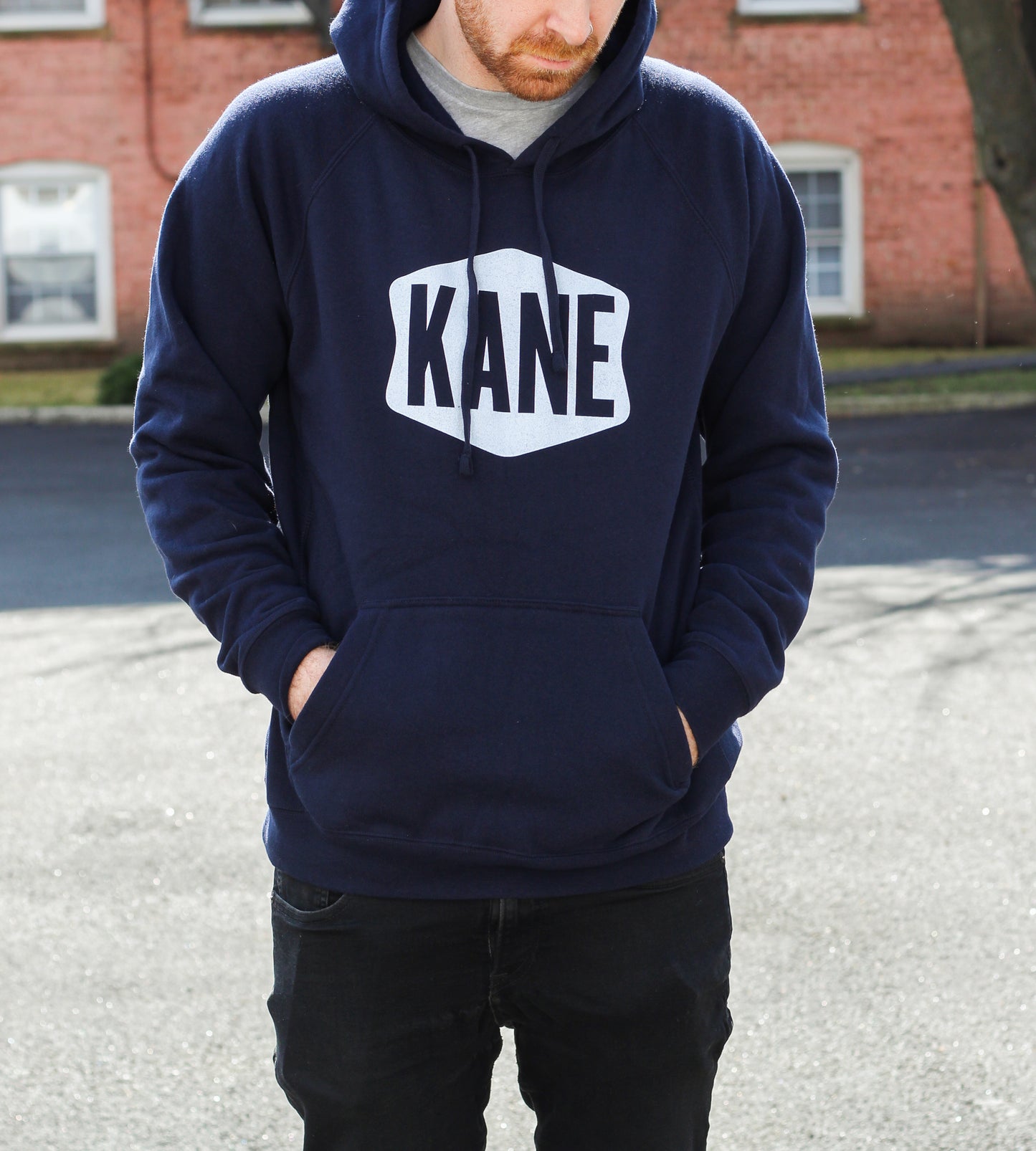 Stamp Logo Pullover Hoodie - Navy