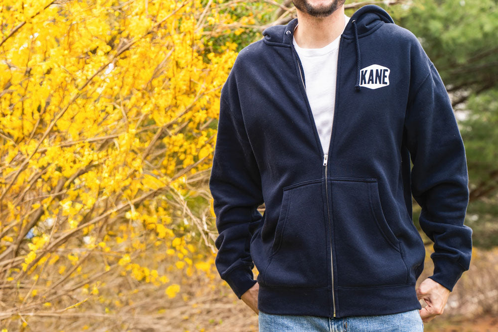 Stamp Logo Zip Hoodie - Navy